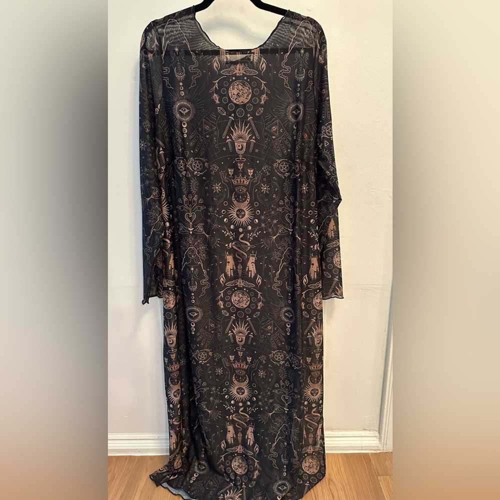 Thistle and spire Arcana midi dress lingerie, gold and black XXXL